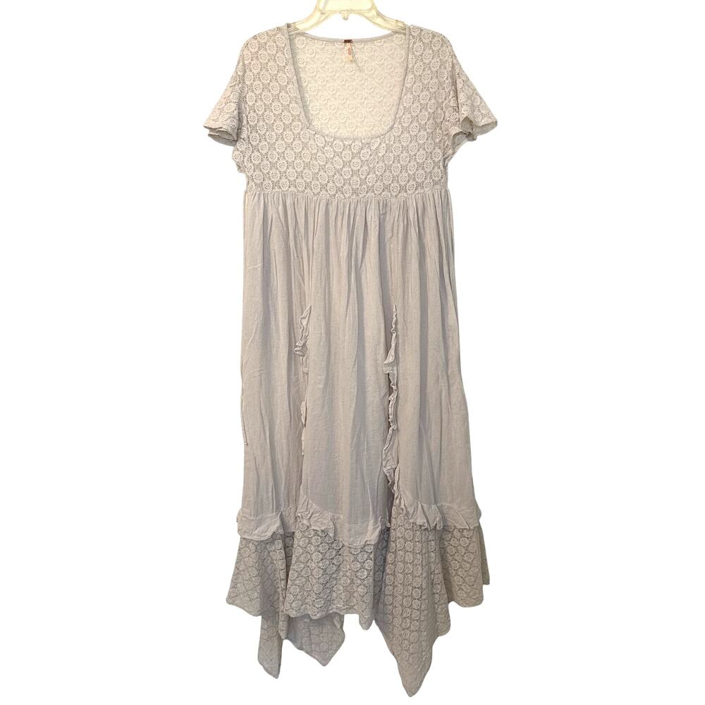 Free People Bring The Romance Midi Dress Khaki Beige Oversized XS￼ - Picture 3 of 15